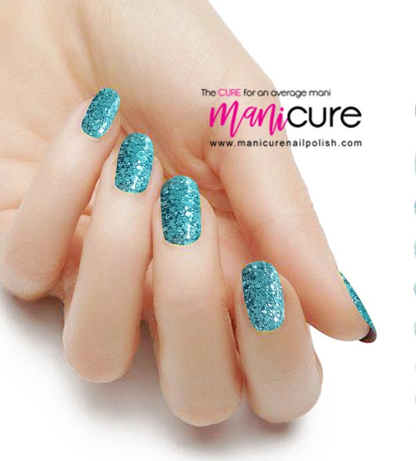 Sea Marble|Nails|medium|coffin|Blue|glossy|Marble|daily – Glamermaid Glam